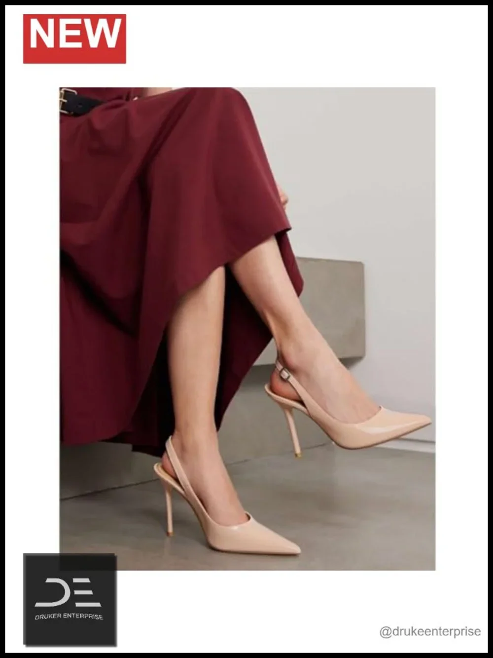 Slingback Heels for Women Stiletto High Heels Pumps Patent